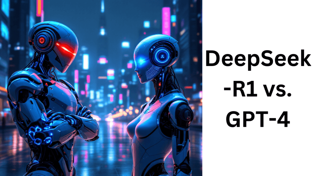 A laptop screen displays GPT4All interface with DeepSeek R1 model running locally, code editor visible, and GitHub…