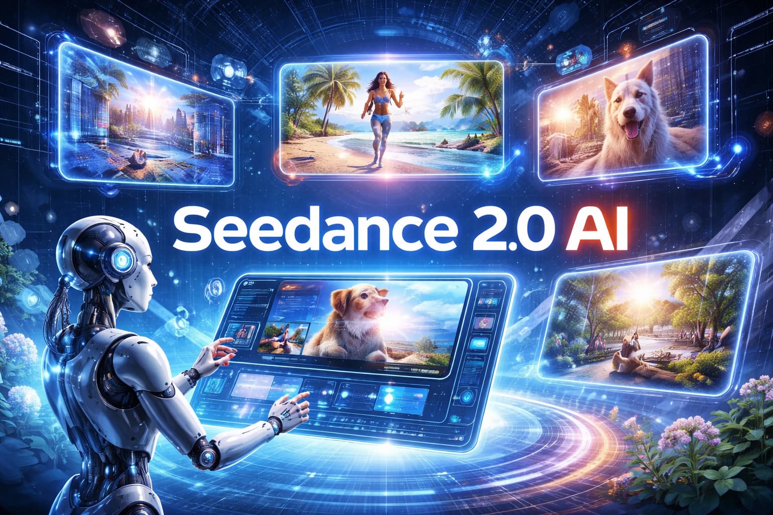 Side-by-side AI-generated video clips from Seedance 2.0 and Pollo AI, with a price comparison overlay showing $0.11…