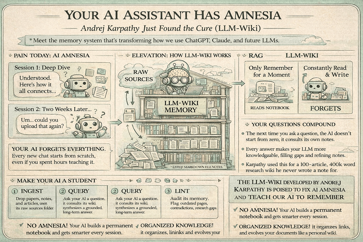 Andrej Karpathy's LLM-Wiki Framework Solves AI Amnesia with Persistent Knowledge