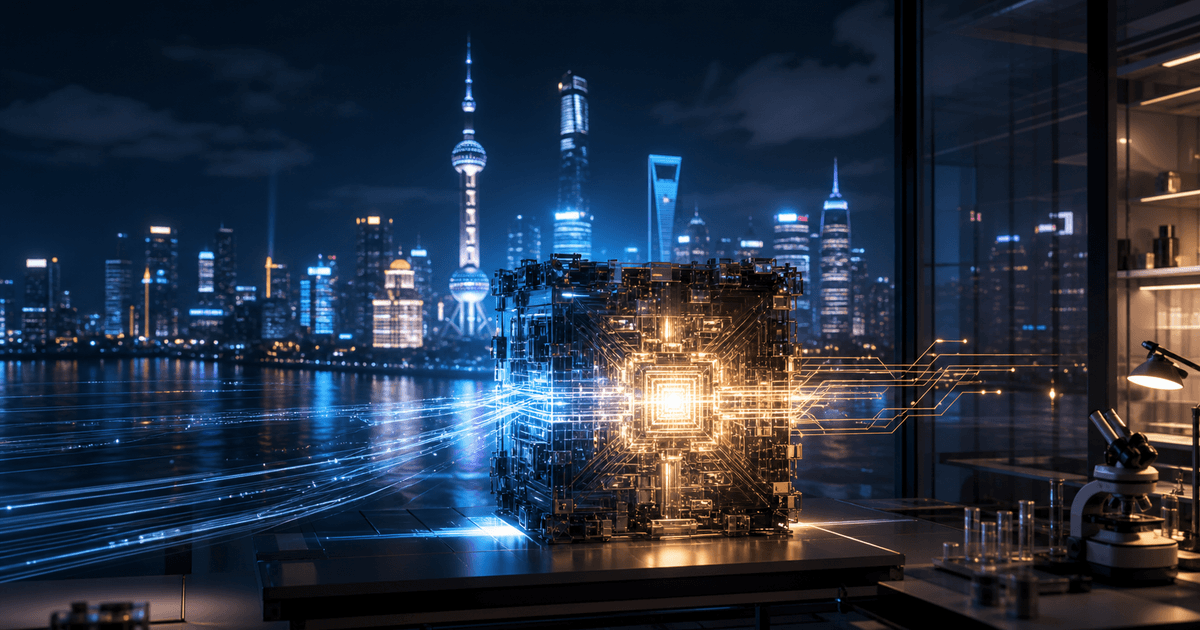 A laptop screen displays code with a sparse Mixture of Experts model diagram, symbolizing a Chinese lab's…