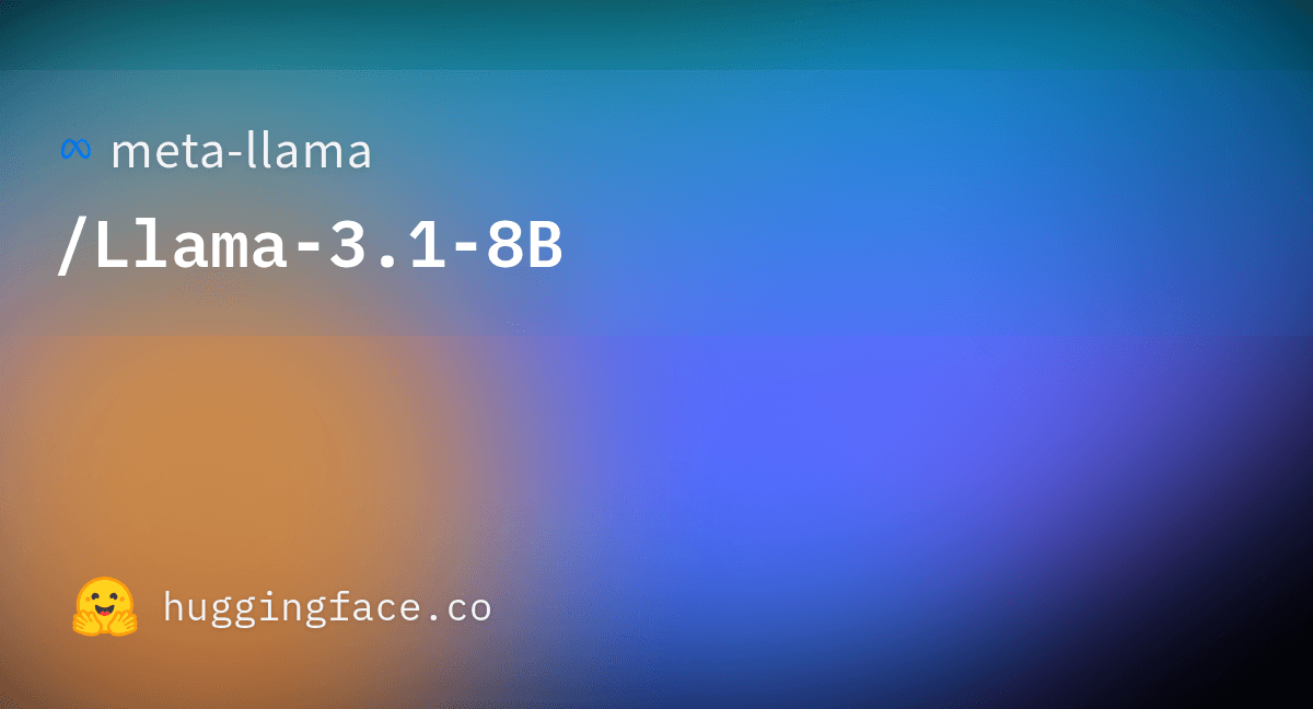 Screenshot of a Hugging Face model card for Meta-Llama-3.1-8B, showing the model name, tags, and a deploy button…