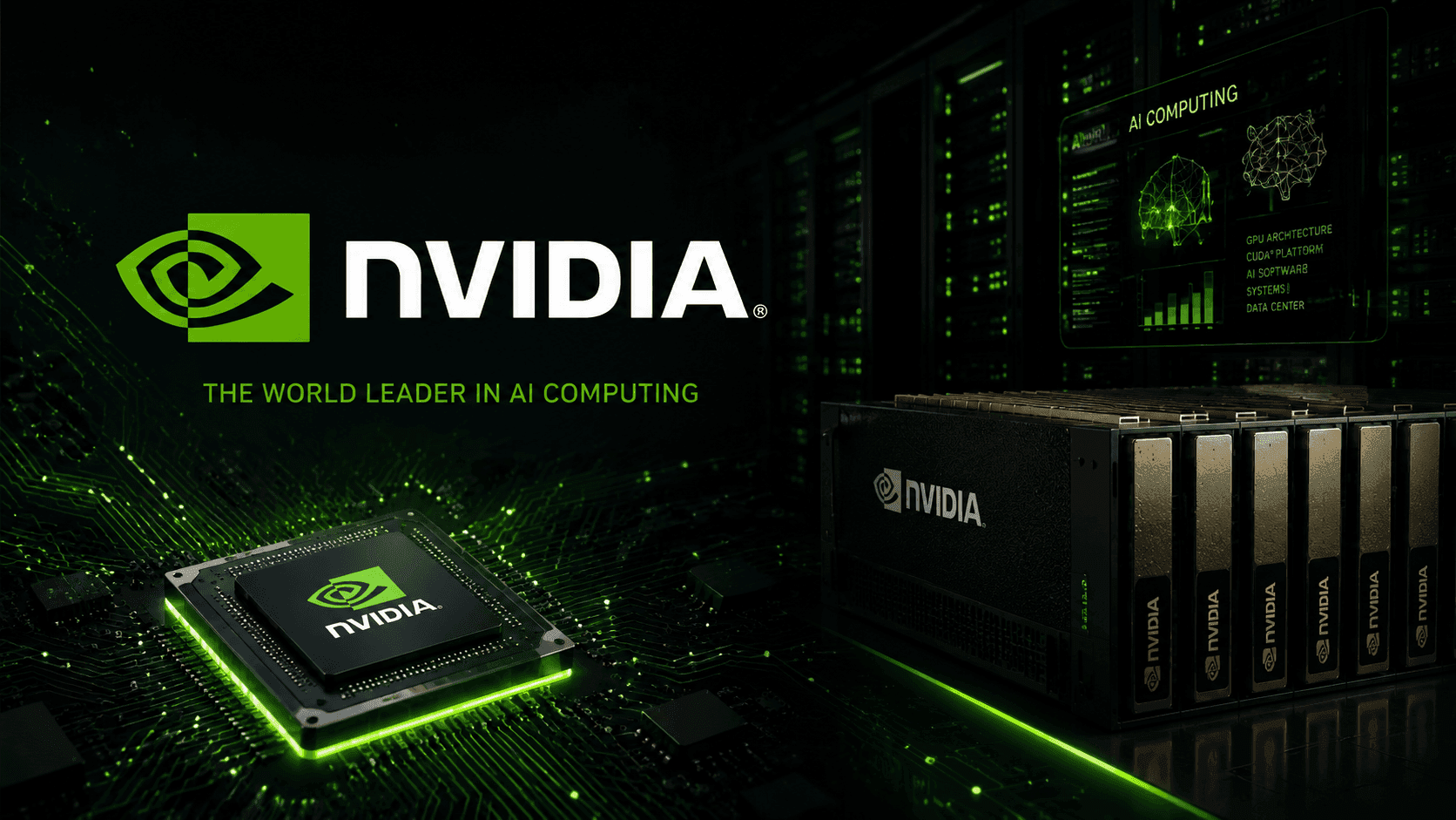 Nvidia executive at podium denies chip smuggling claims, with map of Latin America and China on screen behind