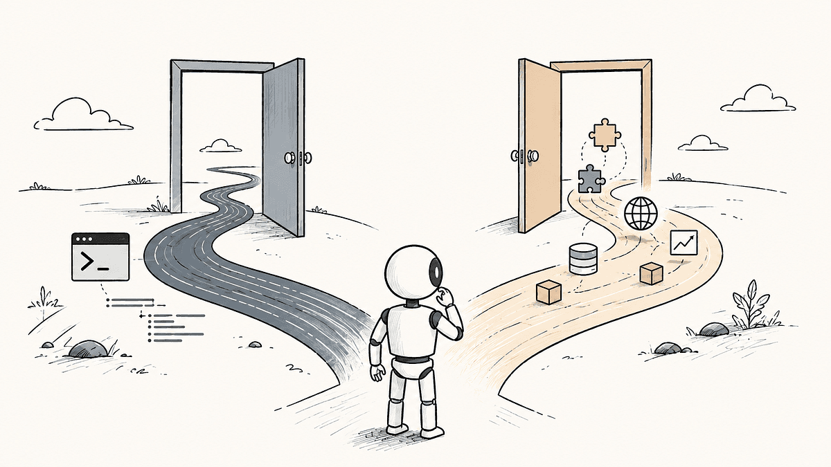 Side-by-side comparison of CLI and MCP outputs from AI agent experiments, showing CLI using 250 tokens and MCP using…