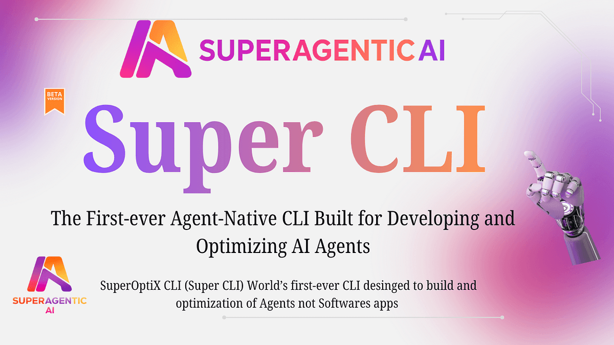 Developer at terminal running MMX-CLI commands while AI agent icons for seven senses like vision, audio, and code…