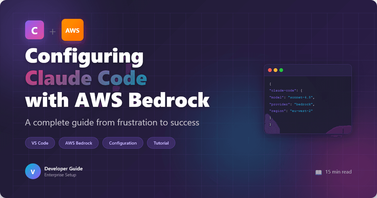 Developer configuring Claude Code setup interface on a laptop screen with AWS Bedrock and Google Vertex AI dashboard…