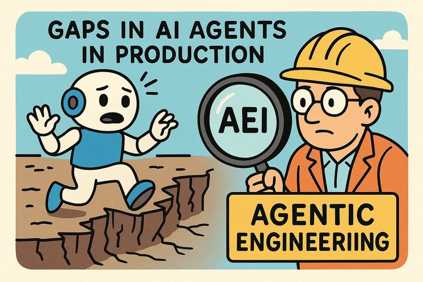 A bar chart comparing AI agent pilots versus production deployments, with a large gap showing 86% of pilots never…