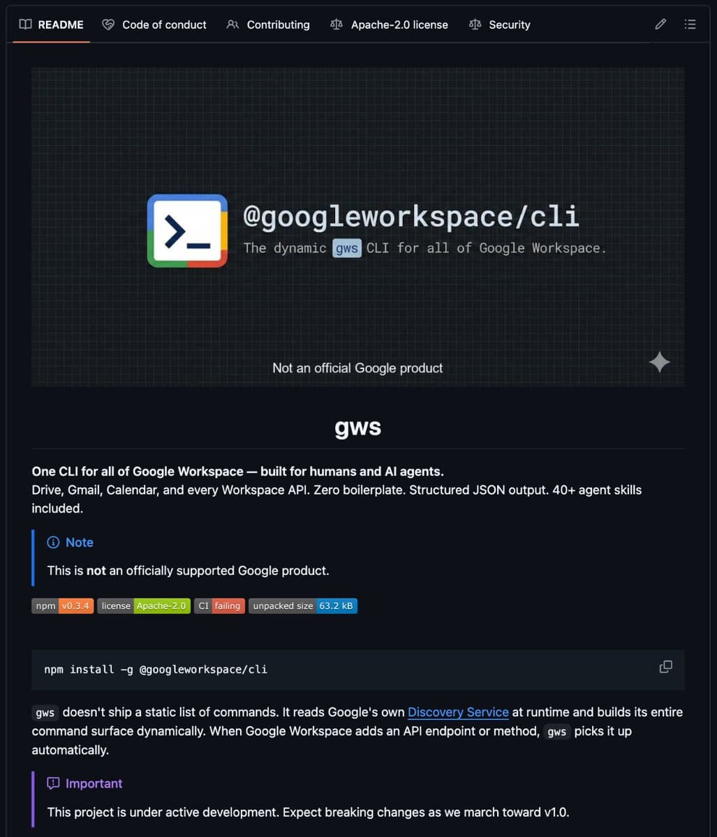 Google's gws CLI: The AI-Agent-Ready Tool That Dynamically Masters Workspace APIs