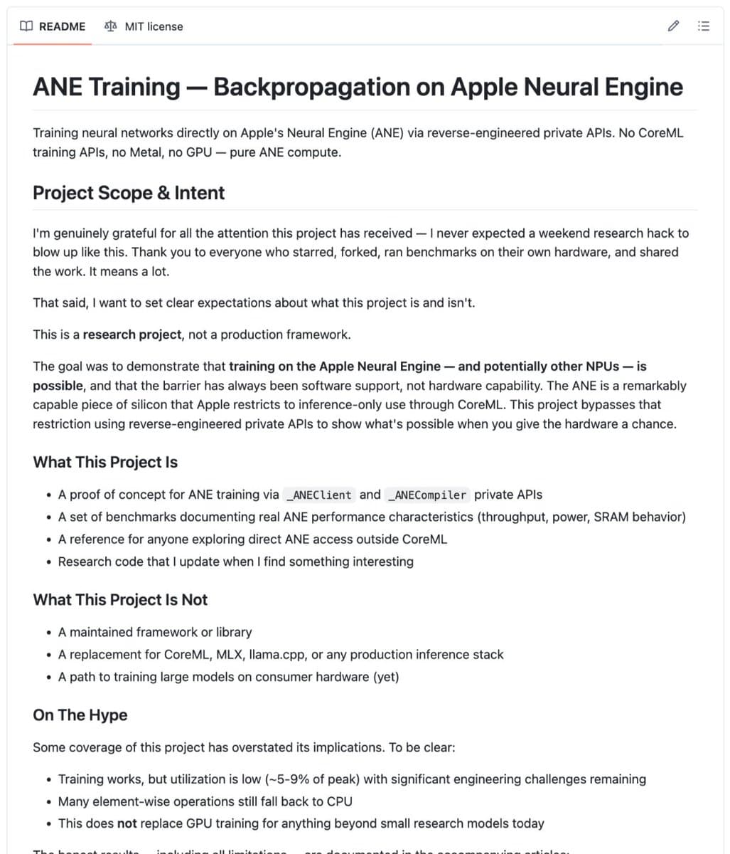 Apple's Neural Engine Jailbroken: Researchers Unlock Full Training Capabilities on M-Series Chips