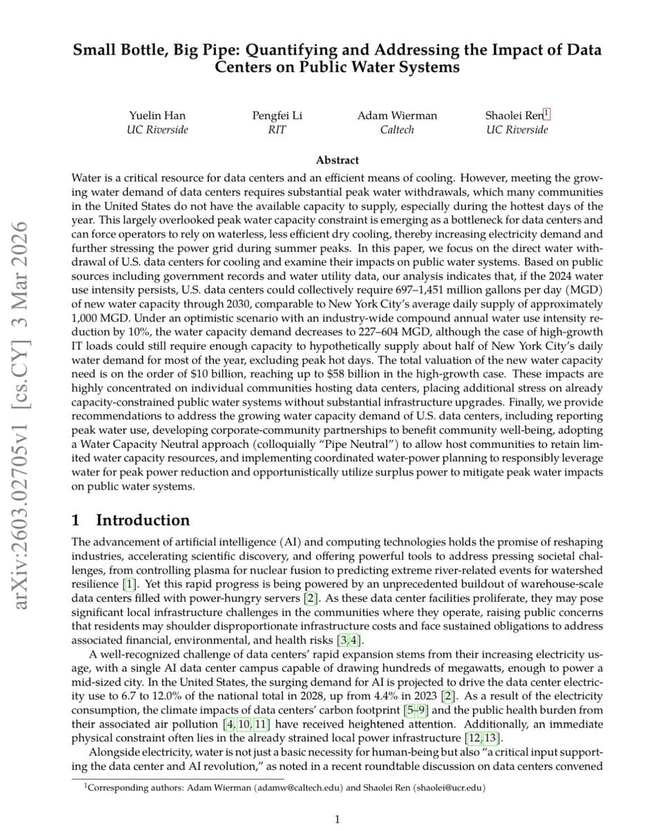 AI's Thirst Problem: Why Local Water Crises Loom Despite Modest National Data Center Usage