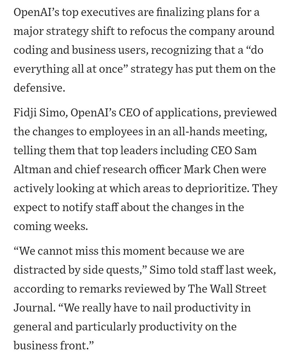 OpenAI Reportedly Shifts to 'Full Focus' on Revenue-Strong B2B Sector, Cutting 'Sidequests'