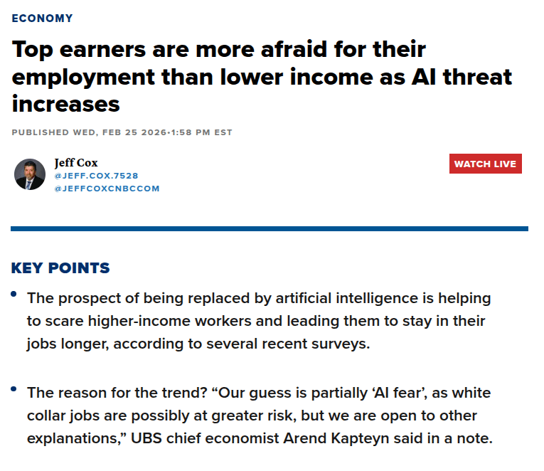 Top Earners Show Record Job Insecurity as AI Advances, Quit Rates Hit Historic Lows