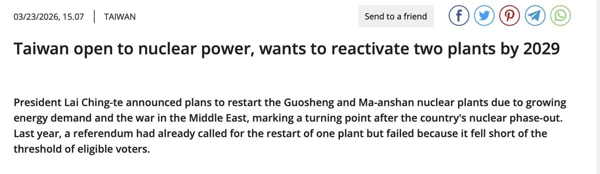 Taiwan's Return to Nuclear Power Highlights Energy Security as Critical Infrastructure for AI Development