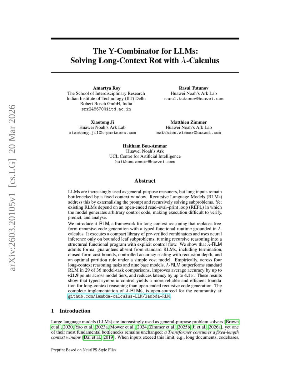 λ-RLM: 8B Parameter Model Using Typed λ-Calculus Beats 405B Performance on Long-Context Tasks