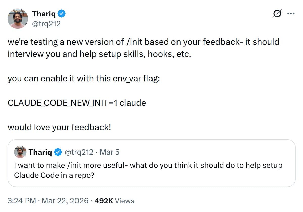 Developer at a terminal with AI assistant Claude Code using /init command to generate CLAUDE.md configuration files…