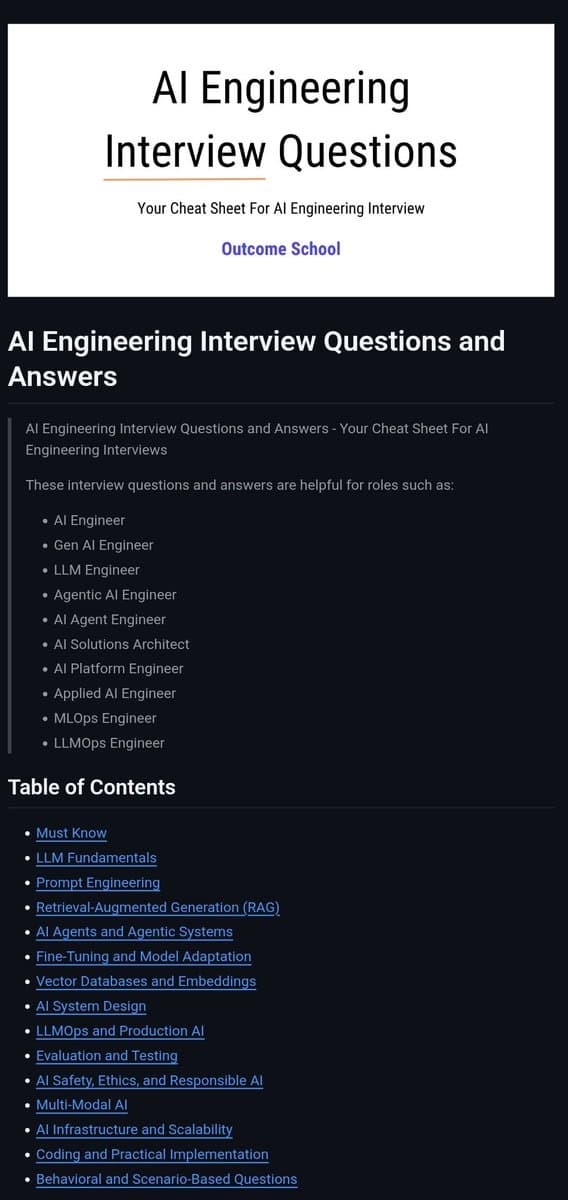A laptop screen displays a GitHub repository titled 'AI-ML-Engineer-Interview-Questions' with a list of files, while…