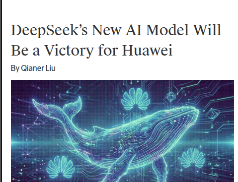 Huawei Ascend 950PR chips stacked on a server rack, with engineers inspecting them as DeepSeek V4 logo glows on a…