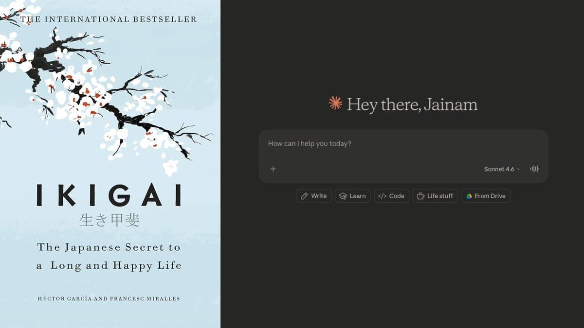 A smartphone screen displays a Claude AI chat interface with a detailed career coaching prompt template titled…