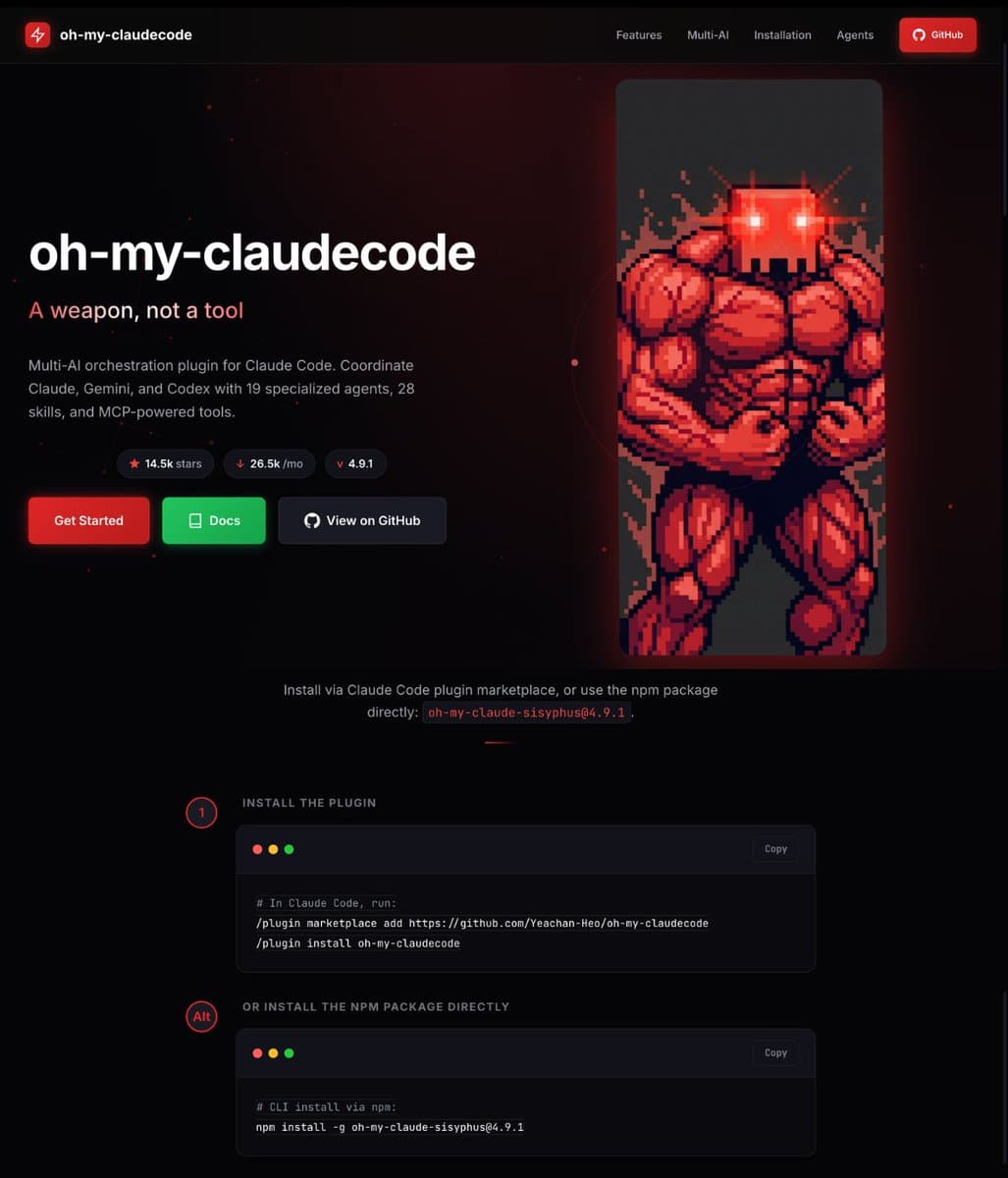 Developer hasantoxr presents oh-my-claudecode on a laptop screen, showing multi-agent orchestration layers and…