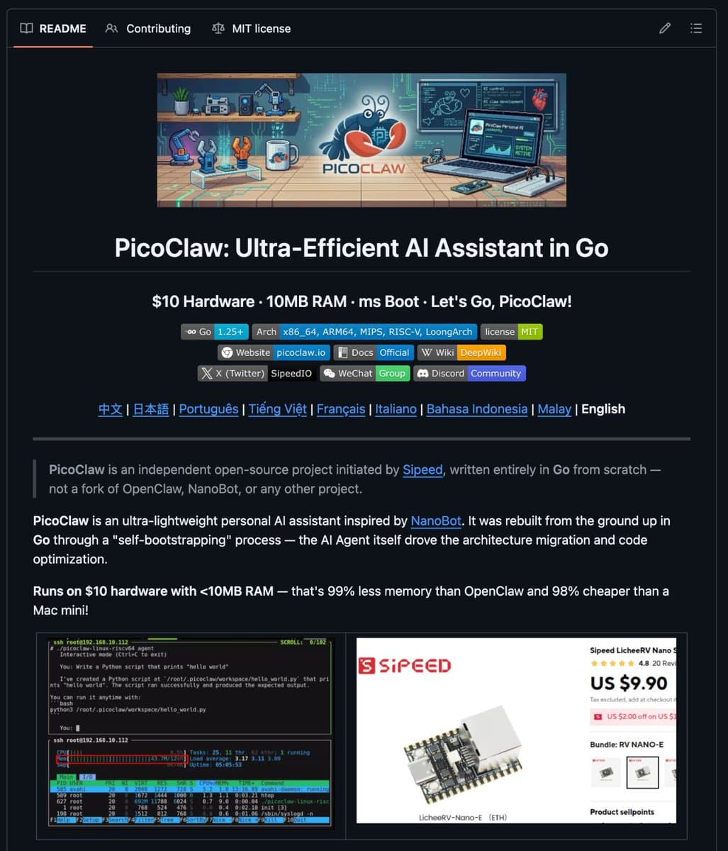 PicoClaw: $10 RISC-V AI Agent Challenges OpenClaw's $599 Mac Mini Requirement