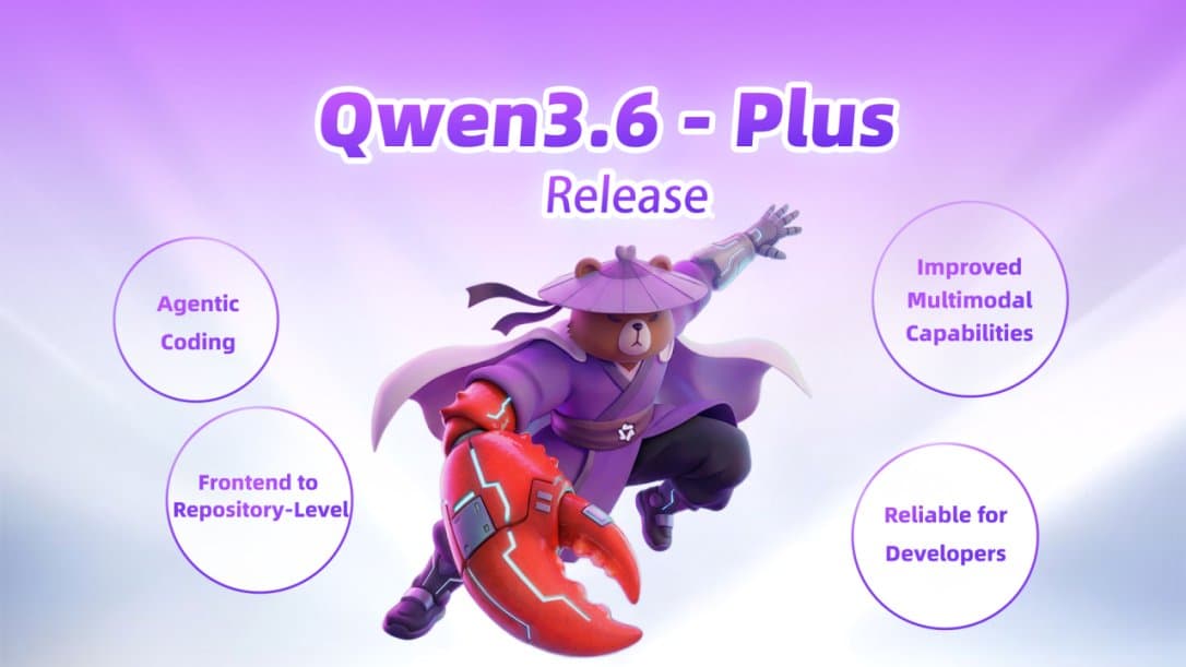 Alibaba researcher presenting Qwen3.6-Plus performance chart on a screen, comparing model sizes and efficiency…
