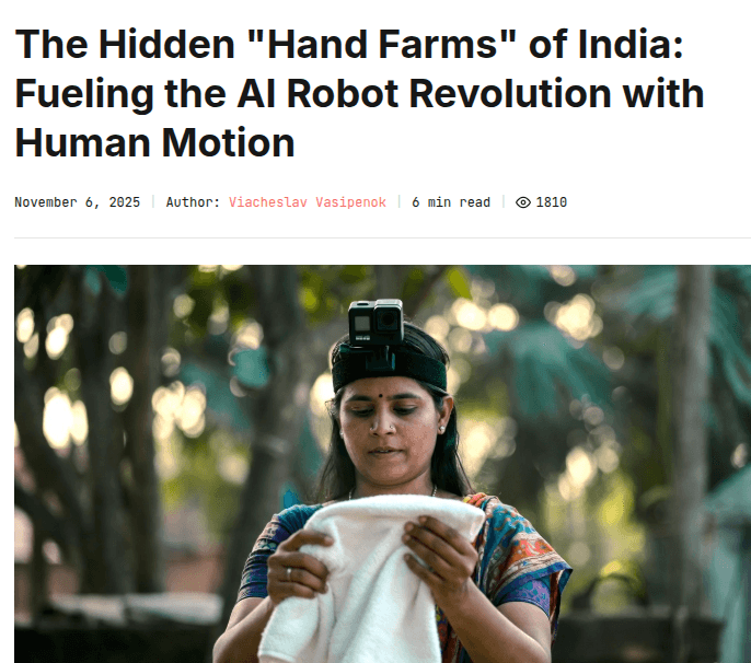 Human motion capture lab in India with sensors on hands and gloves recording grip force and error recovery data for…