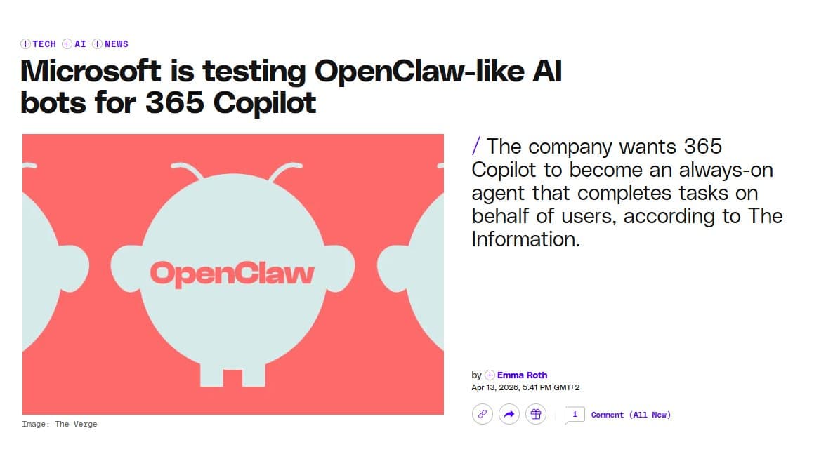 Microsoft Tests OpenClaw-Style AI Agents for Autonomous 365 Copilot