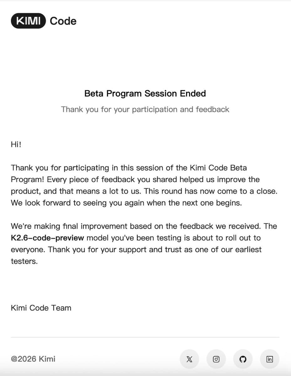 Kimi 2.6 Code Model Teased in Leaked Image, Suggesting Moonshot AI Update