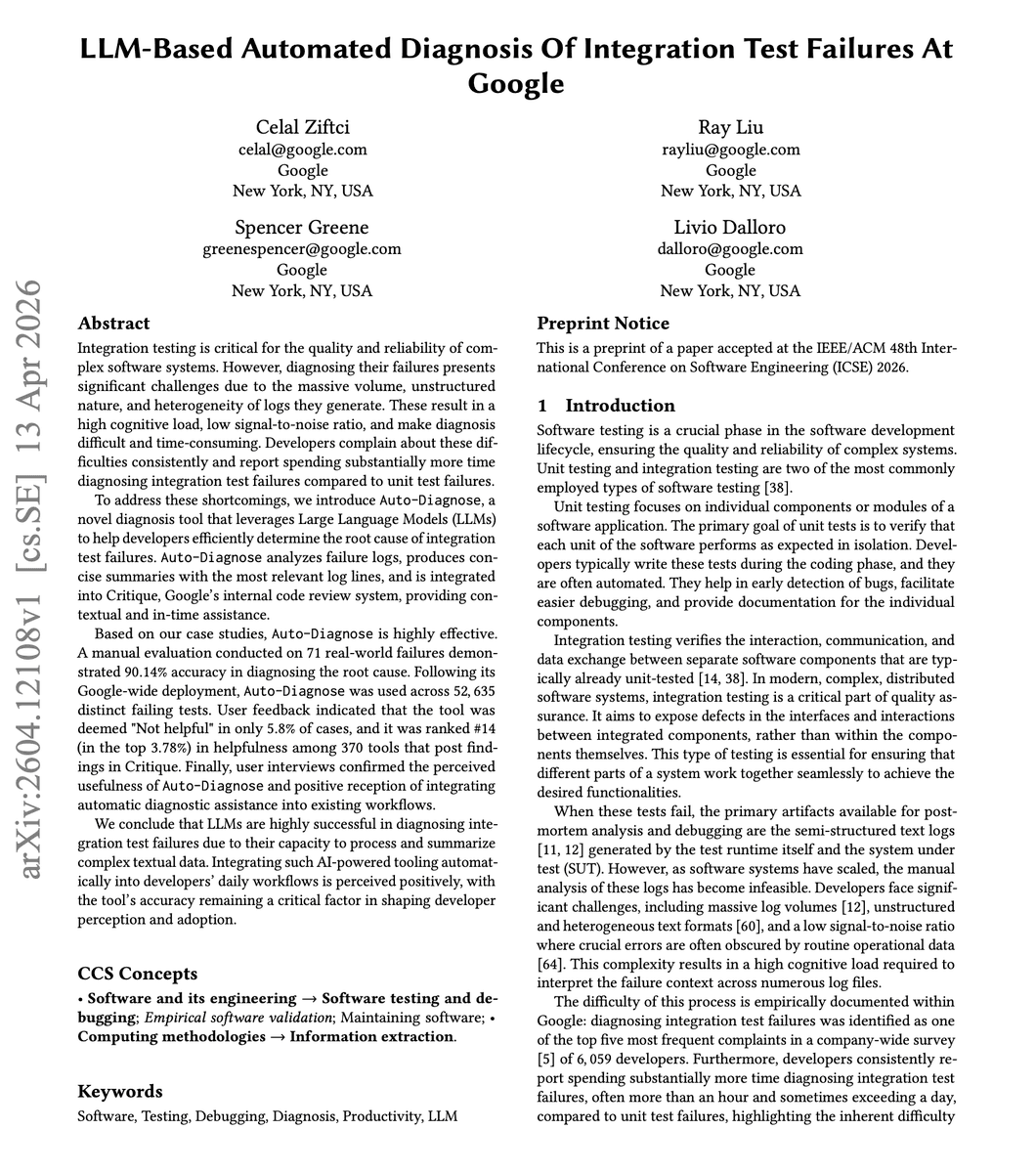 Google's Auto-Diagnose AI Hits 90% Accuracy Debugging Test Failures