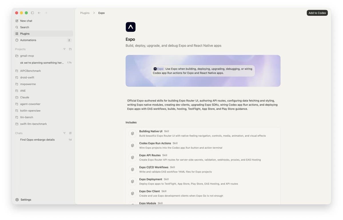 Expo Launches Codex Plugin for AI-Powered React Native Development