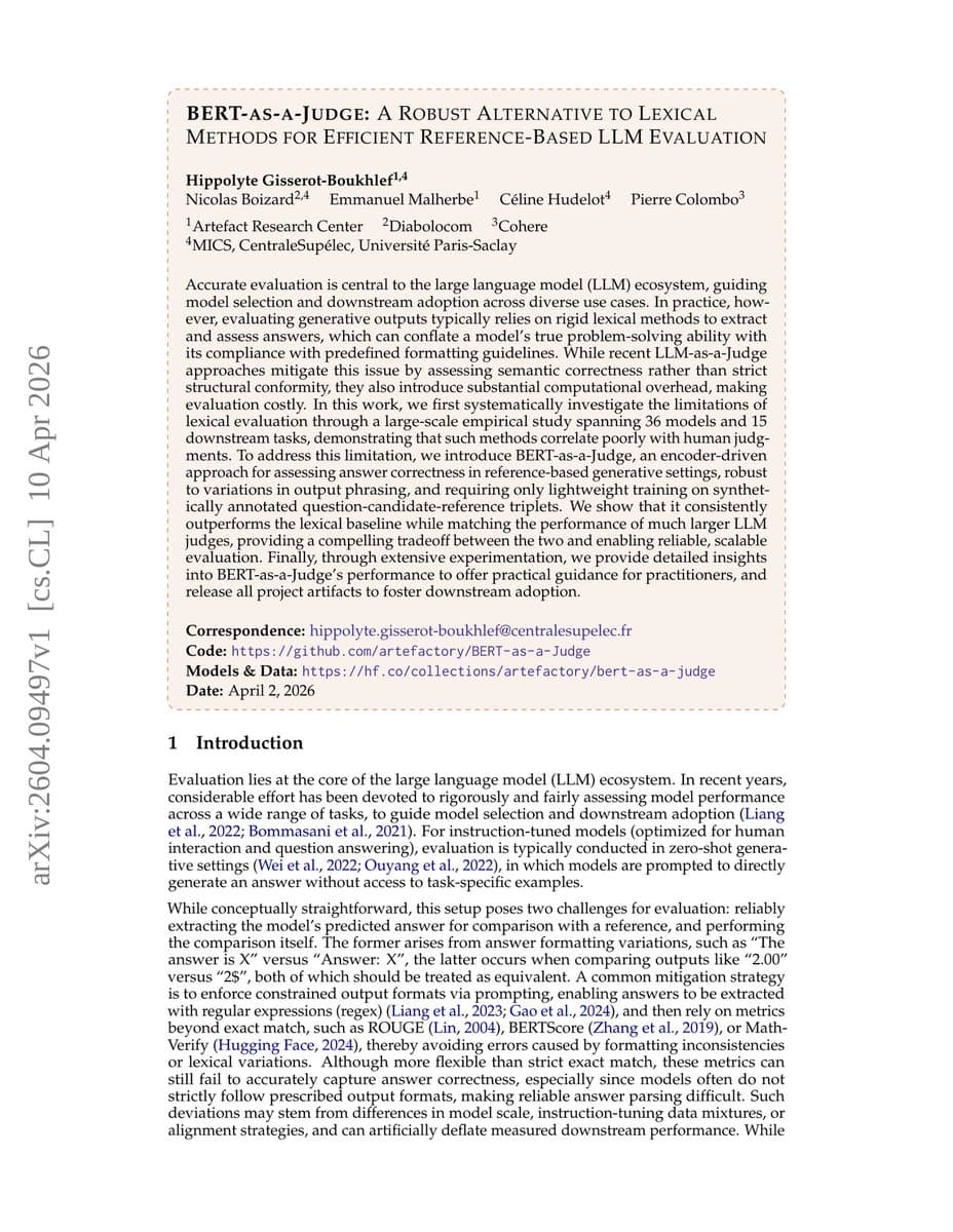 BERT-as-a-Judge Matches LLM-as-a-Judge Performance at Fraction of Cost