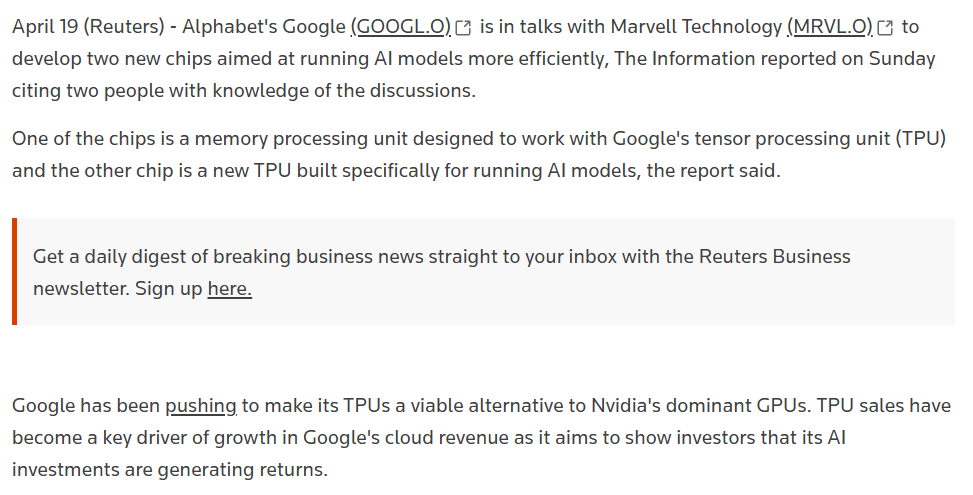 Google, Marvell in Talks to Co-Develop New AI Chips, Including TPU-Optimized MPU