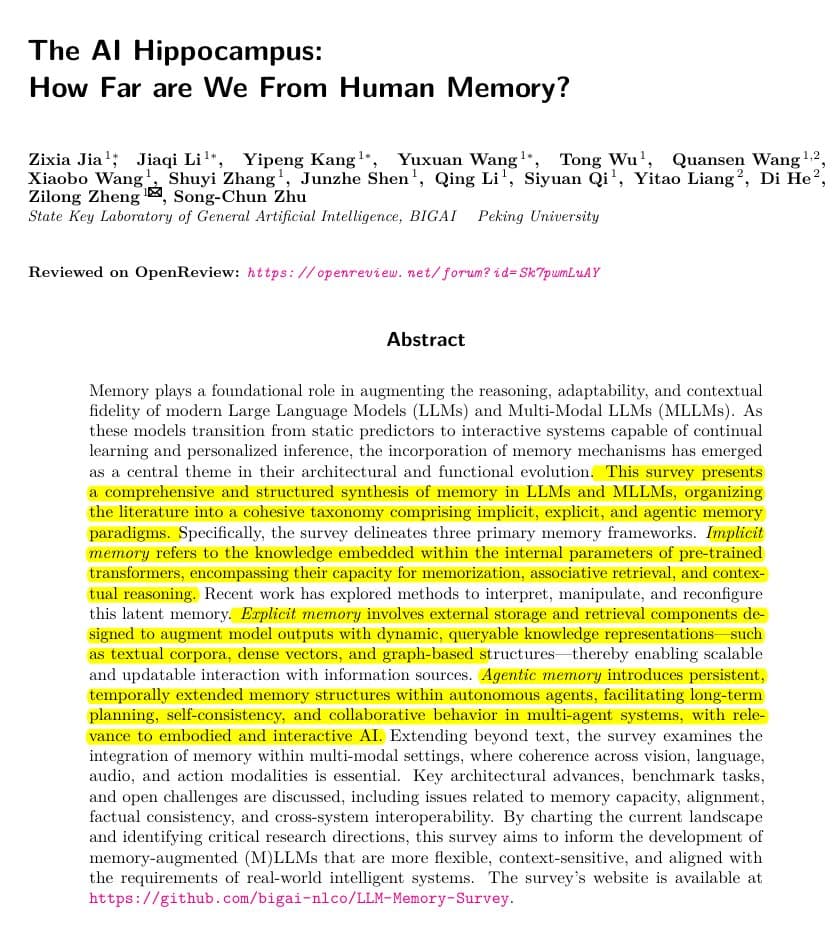 AI Memory Survey: Three Systems Needed for Human-Like Recall