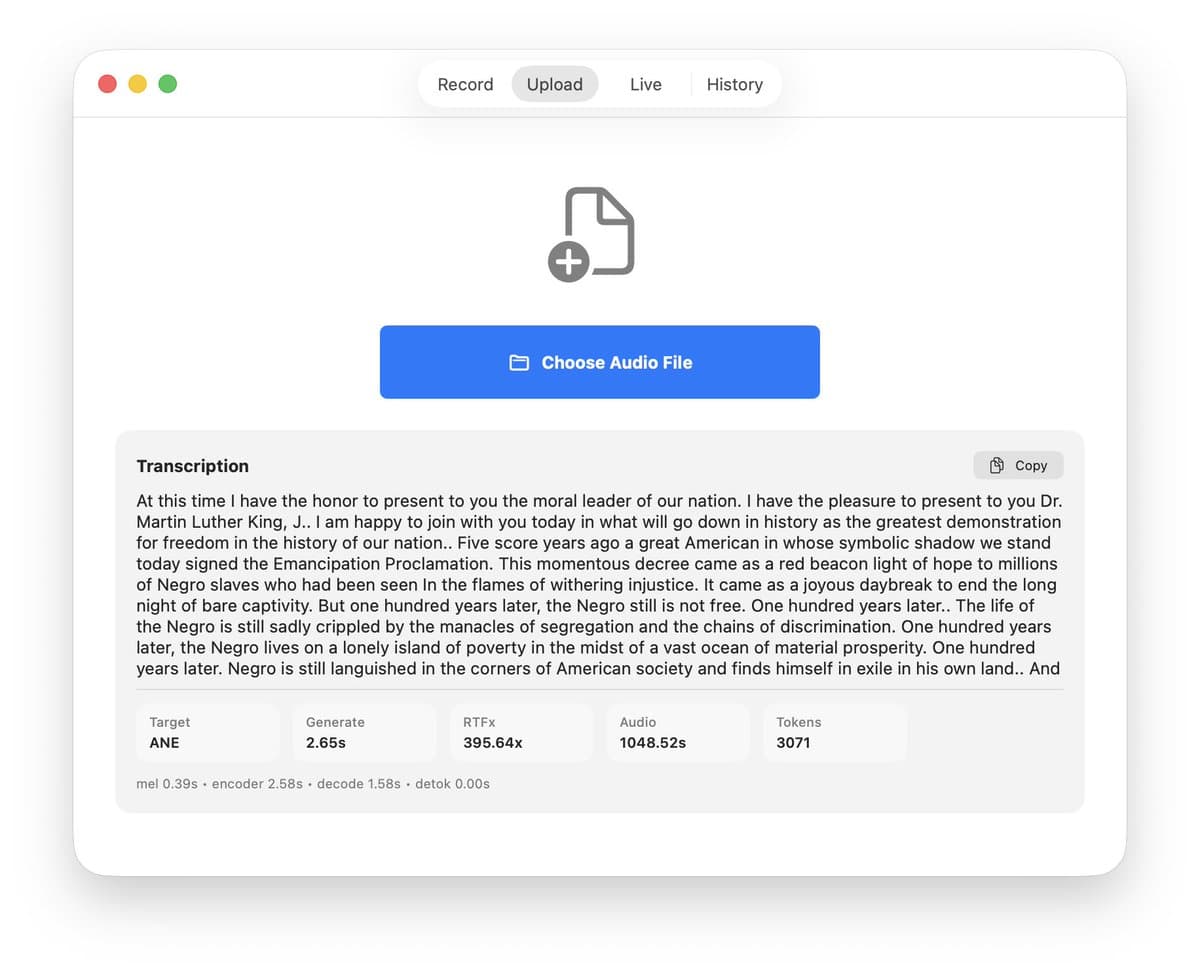 Developer Achieves 395x RTFx on M5 Max with Fastest Parakeet v3 for Apple ANE