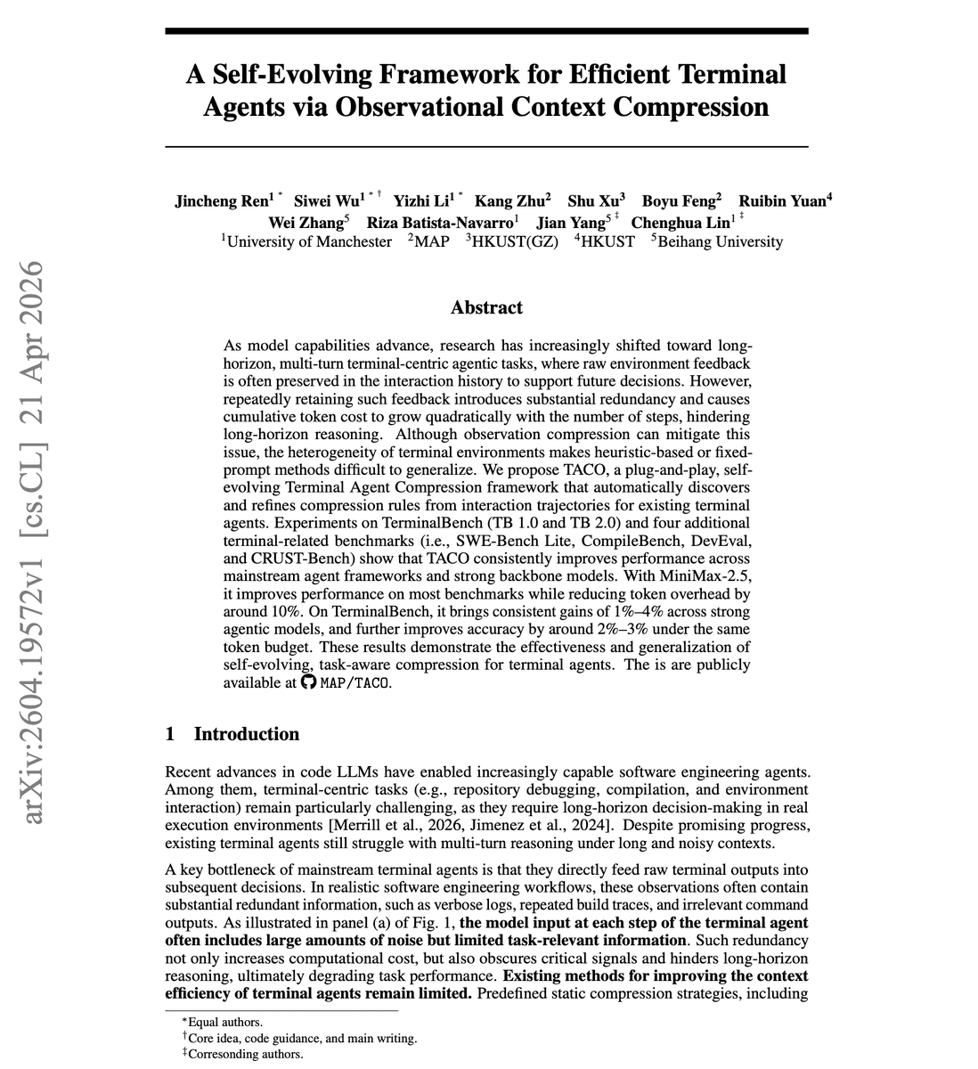 TACO Framework Cuts Agent Token Overhead 10% via Self-Evolving Compression