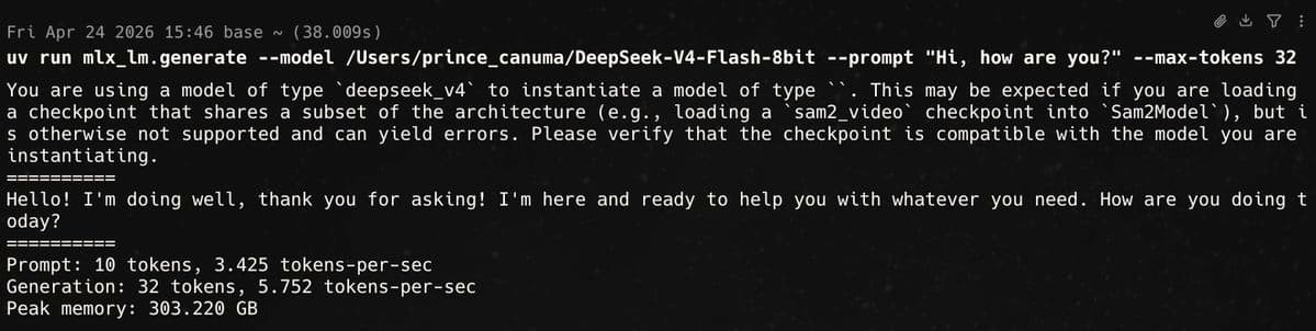 DeepSeek-V4 Ported to MLX for Apple Silicon Inference