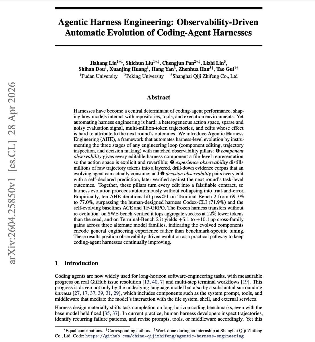 Agentic Harness Engineering Boosts Coding Agents 7% on Terminal-Bench 2