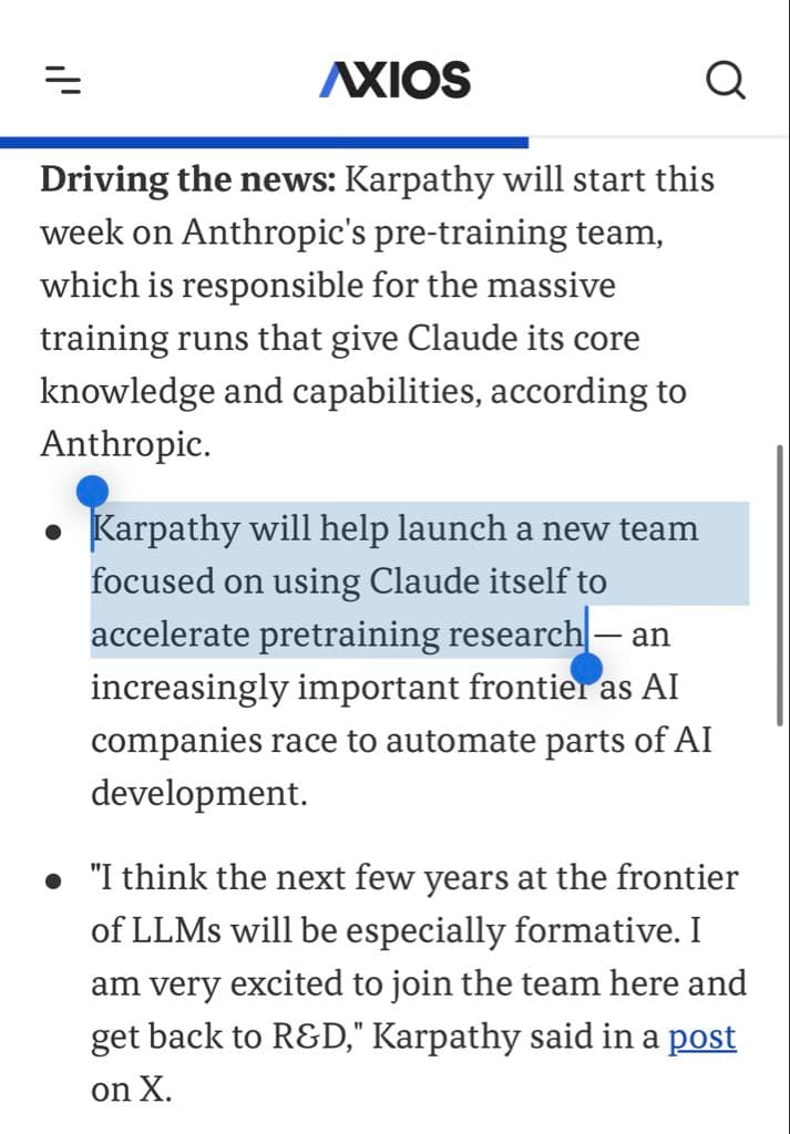 Andrej Karpathy stands in an Anthropic office, gesturing toward a large screen displaying Claude AI code and neural…