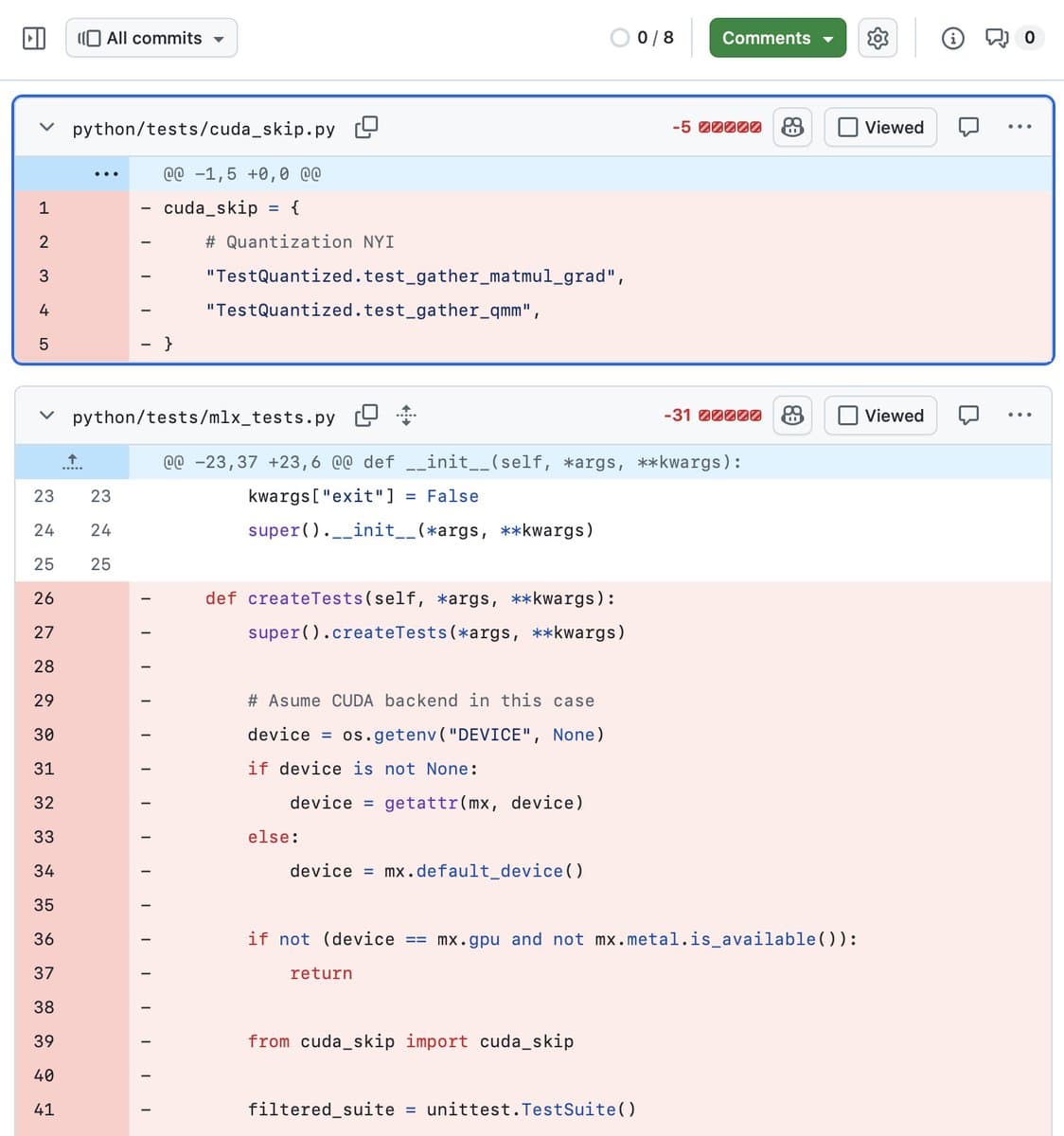 Developer zcbenz's tweet announces MLX CUDA backend passes all tests, showing a terminal with green checkmarks and…