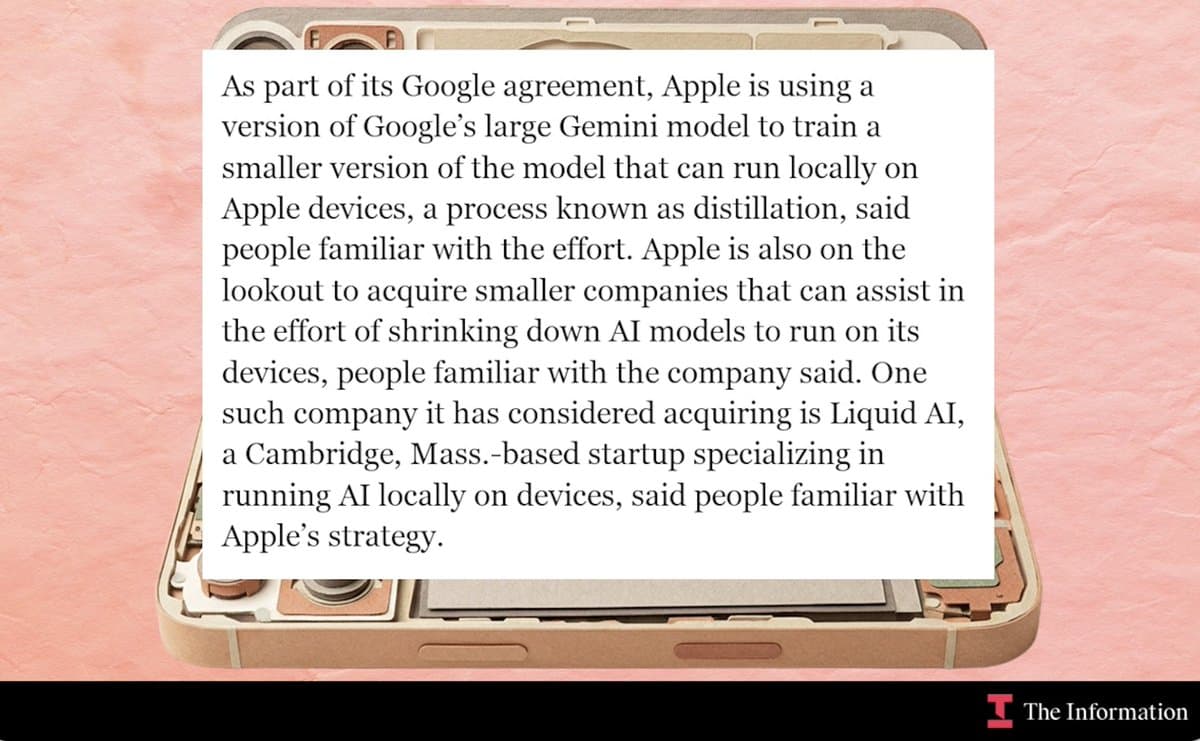 iPhone screen displaying a chat interface, with a cloud icon and Google logo in the background, symbolizing Apple…