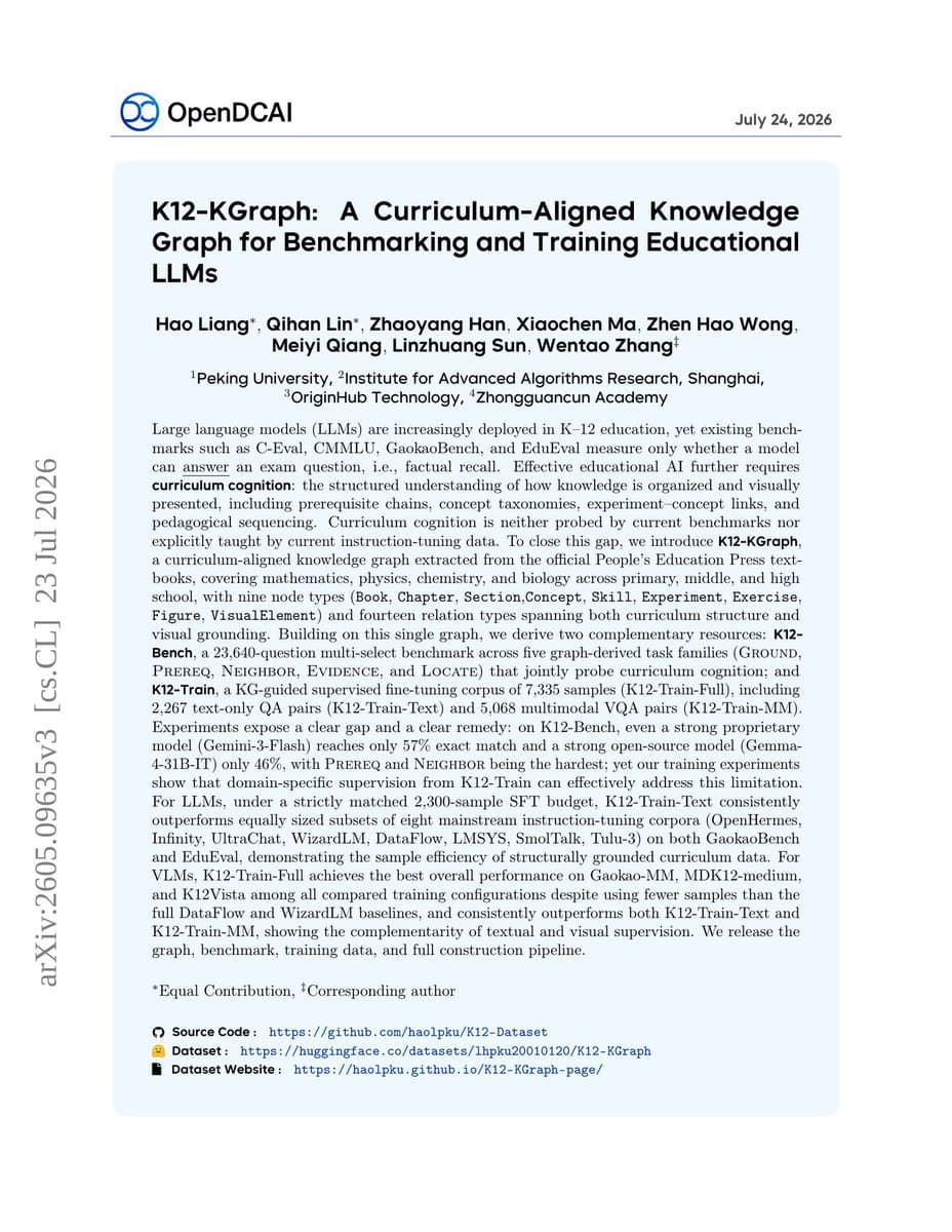 A colorful knowledge graph diagram with interconnected nodes and edges, representing curriculum concepts from…