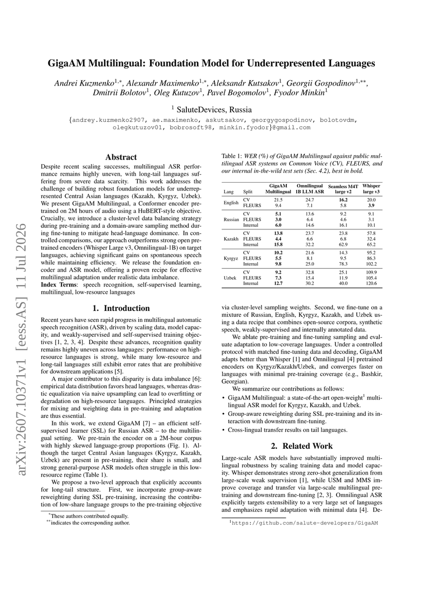 Two Conformer encoder architecture diagrams labeled 220M and 600M parameters, with word error rate reduction…
