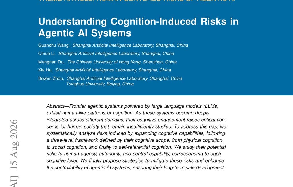 Researchers in a modern lab scrutinize a large monitor displaying AI network graphs and risk metrics, with documents…