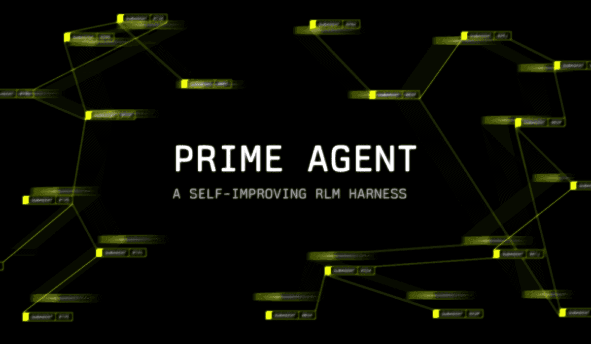Screenshot of a benchmark leaderboard showing Prime Agent scoring 95.5% on ARC-AGI-3, with bars and model names visible