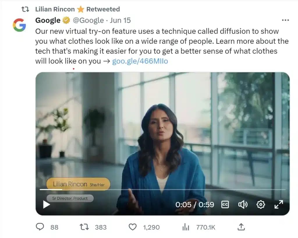 Lilian Rincon, a former Google executive, standing in a professional office setting, smiling while wearing a dark…