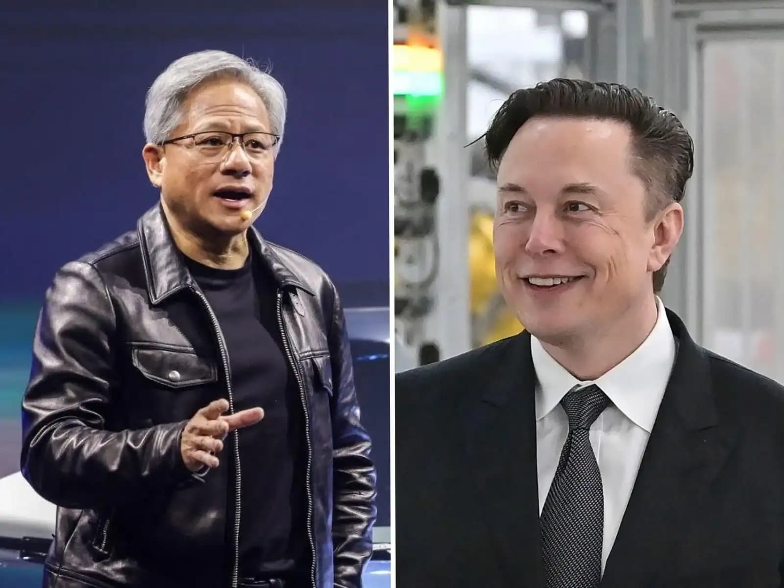 NVIDIA CEO Jensen Huang speaking at a tech event, gesturing with hands while discussing robot labor ratios to…