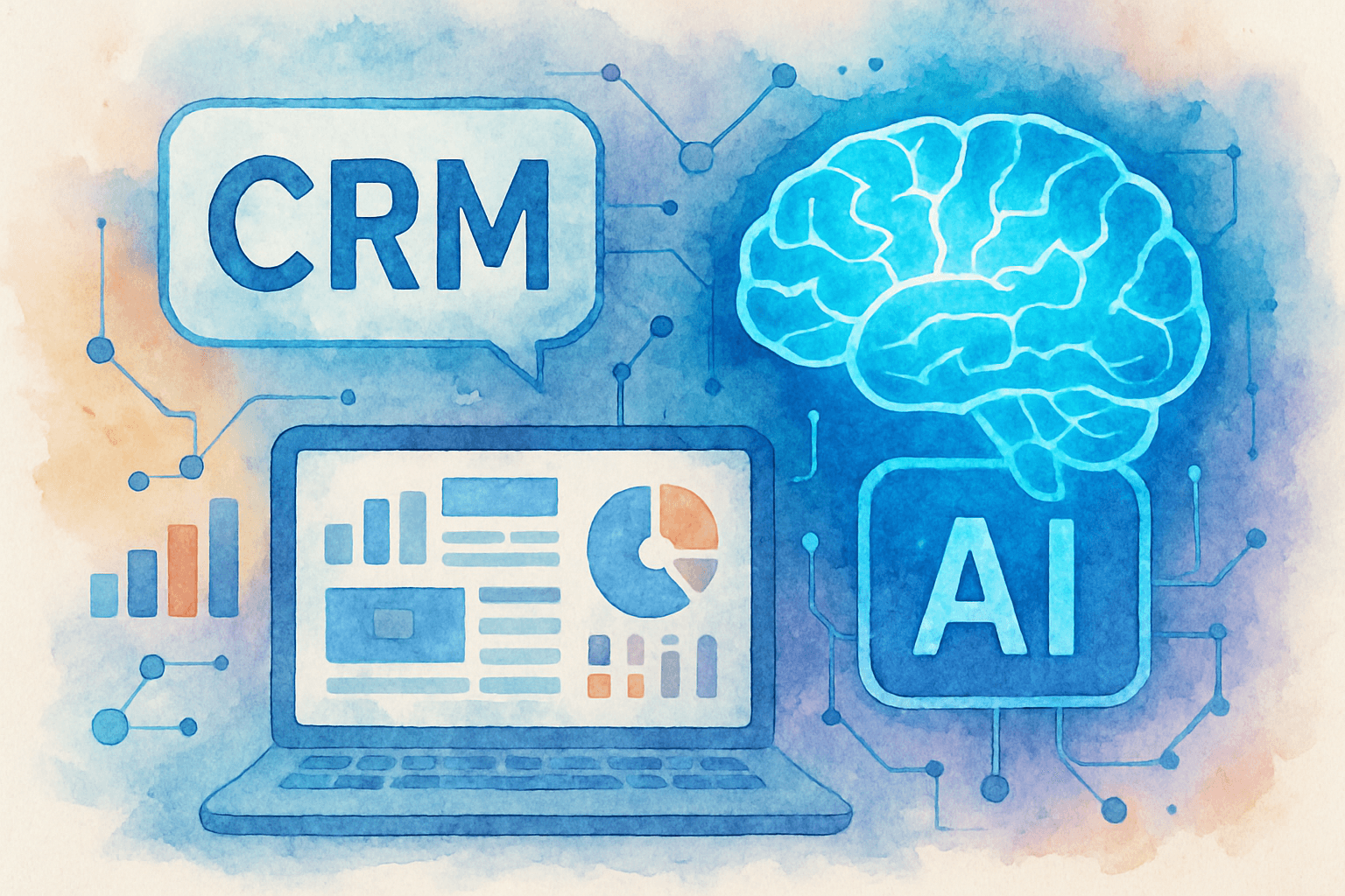 Dashboard interface showing AI agent controls and customer interaction flows within a CRM platform
