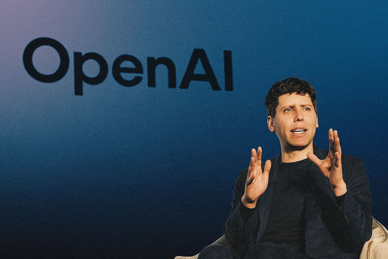 OpenAI CEO Sam Altman shakes hands with TBPN podcast host in a studio with microphones and recording equipment, both…