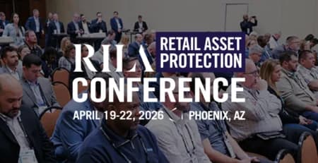 Alpha Vision demonstrates an AI security agent at the RILA conference, with retail professionals observing a large…