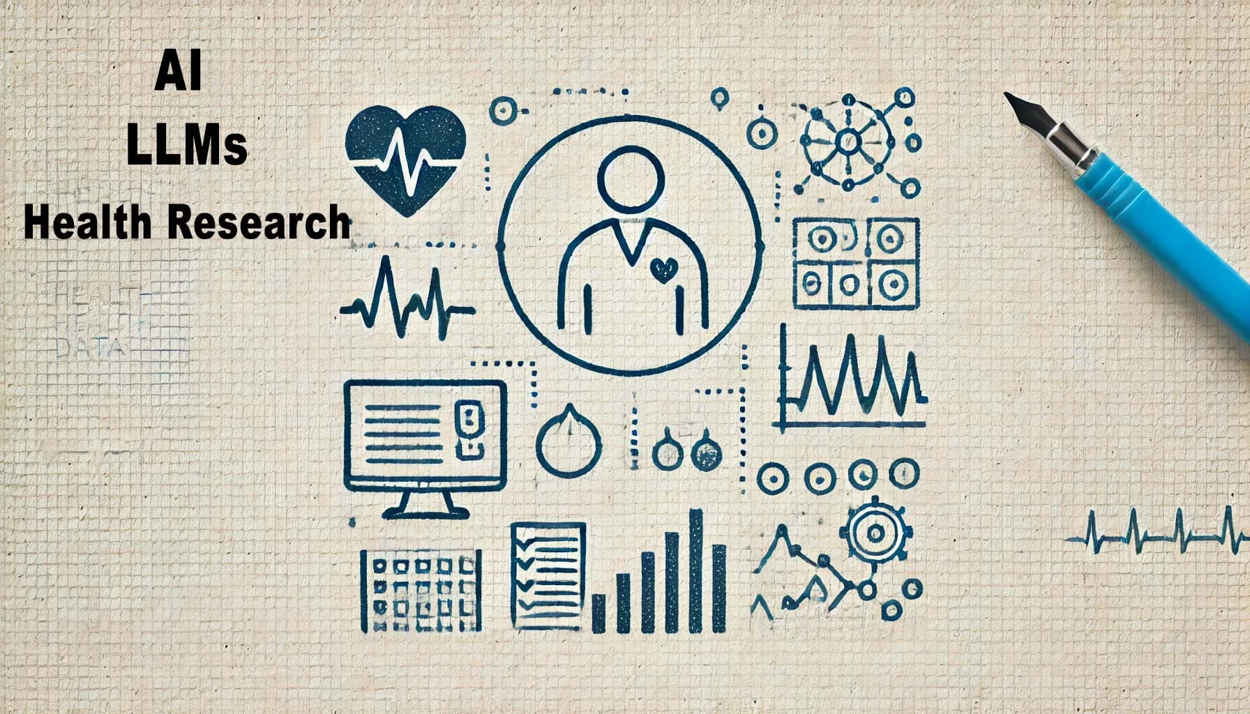 A doctor in a white coat studies a tablet displaying AI diagnostic data, surrounded by medical charts and a…