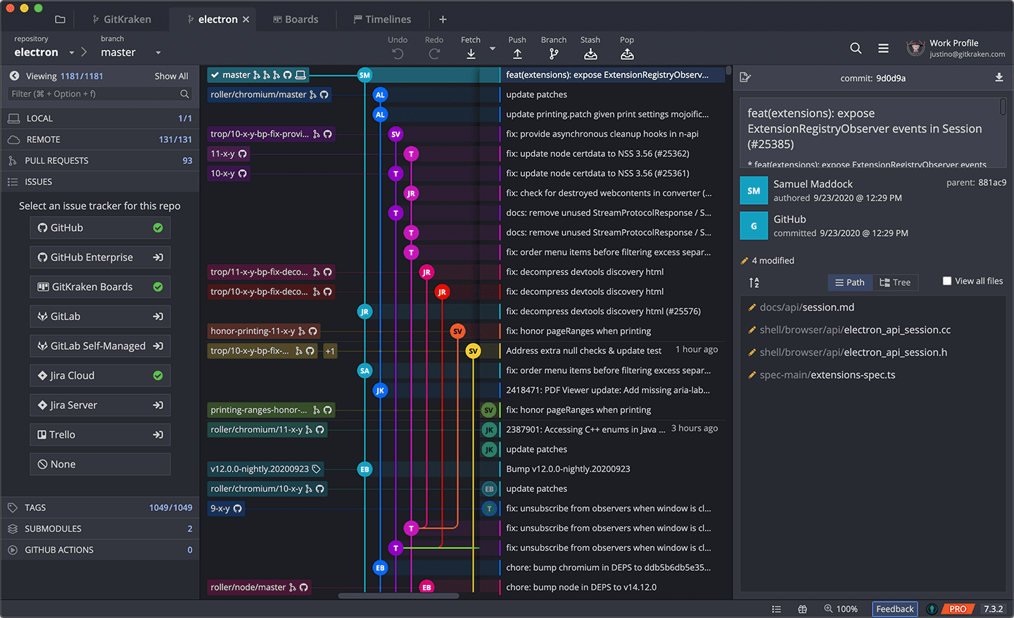 Developer terminal window displaying a status line with worktree and branch information, plus file change…
